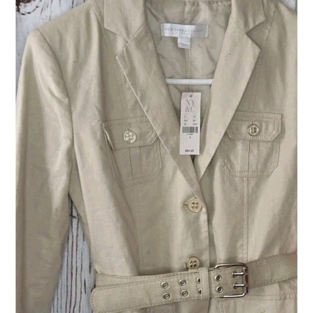 NWT New York & Company Stretch Women's Khaki‎ Two Button Blazer size 0